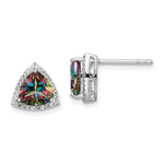 Sterling Silver Rhodium-plated Trillion Mystic Fire/White Topaz Earrings - Product Photo