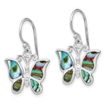 Sterling Silver Rhodium-plated Abalone Butterfly Dangle Earrings - Product Photo