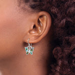 Sterling Silver Rhodium-plated Abalone Butterfly Dangle Earrings - Product Photo