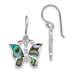 Sterling Silver Rhodium-plated Abalone Butterfly Dangle Earrings - Product Photo