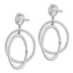 Sterling Silver Rhodium-plated CZ Circles Dangle Post Earrings - Product Photo