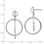 Sterling Silver Rhodium-plated CZ Circles Dangle Post Earrings - Product Photo