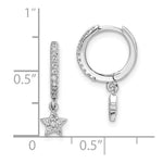 Sterling Silver Rhodium-Plated CZ Hoops with Star Dangle Earrings - Product Photo