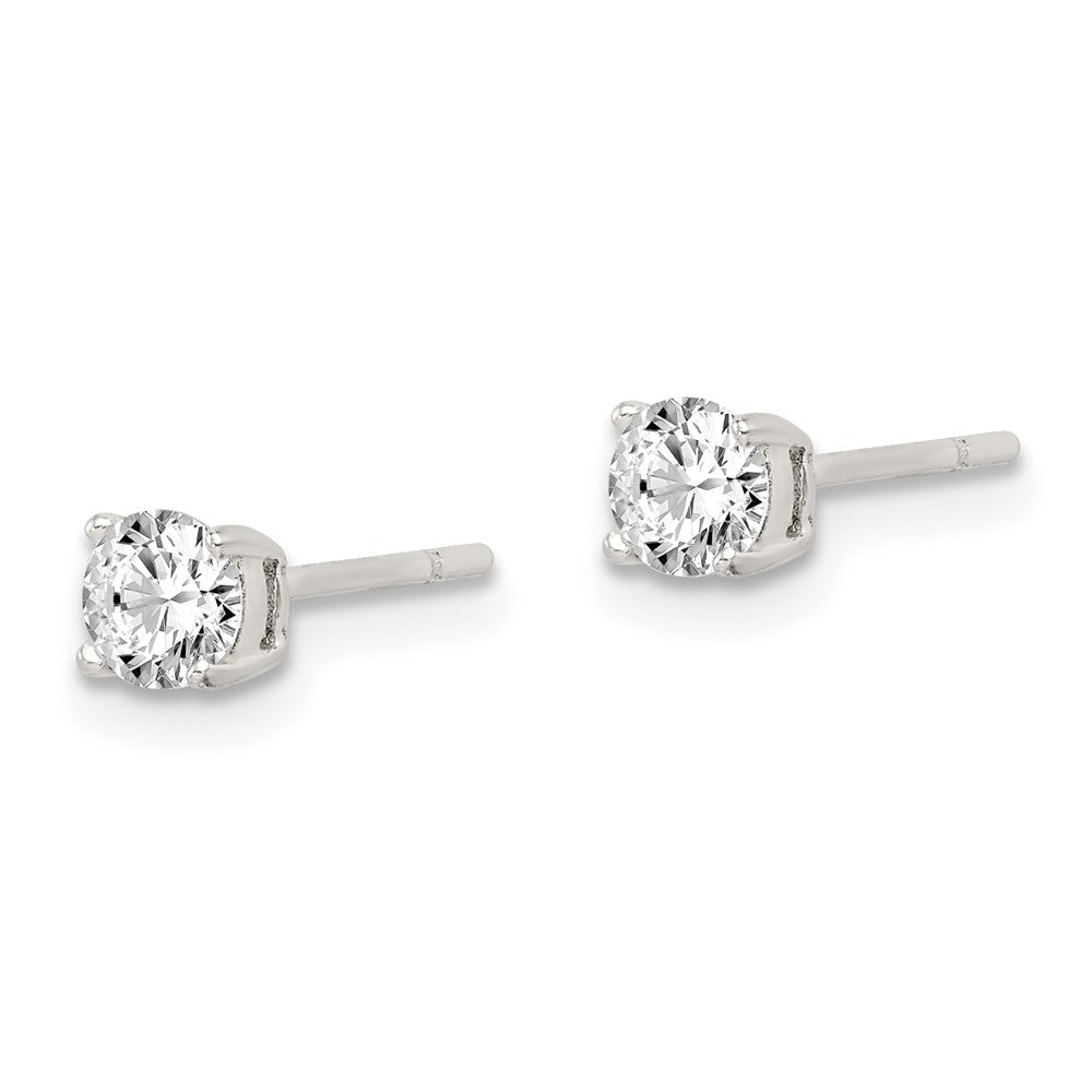 Sterling Silver Polished 4mm Round CZ Stud Earrings - Product Photo