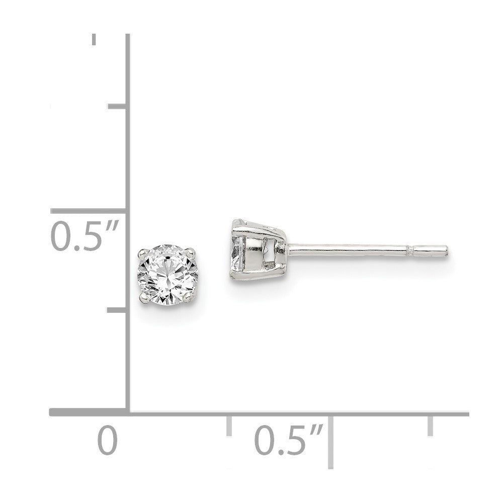 Sterling Silver Polished 4mm Round CZ Stud Earrings - Product Photo