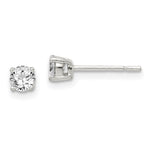 Sterling Silver Polished 4mm Round CZ Stud Earrings - Product Photo