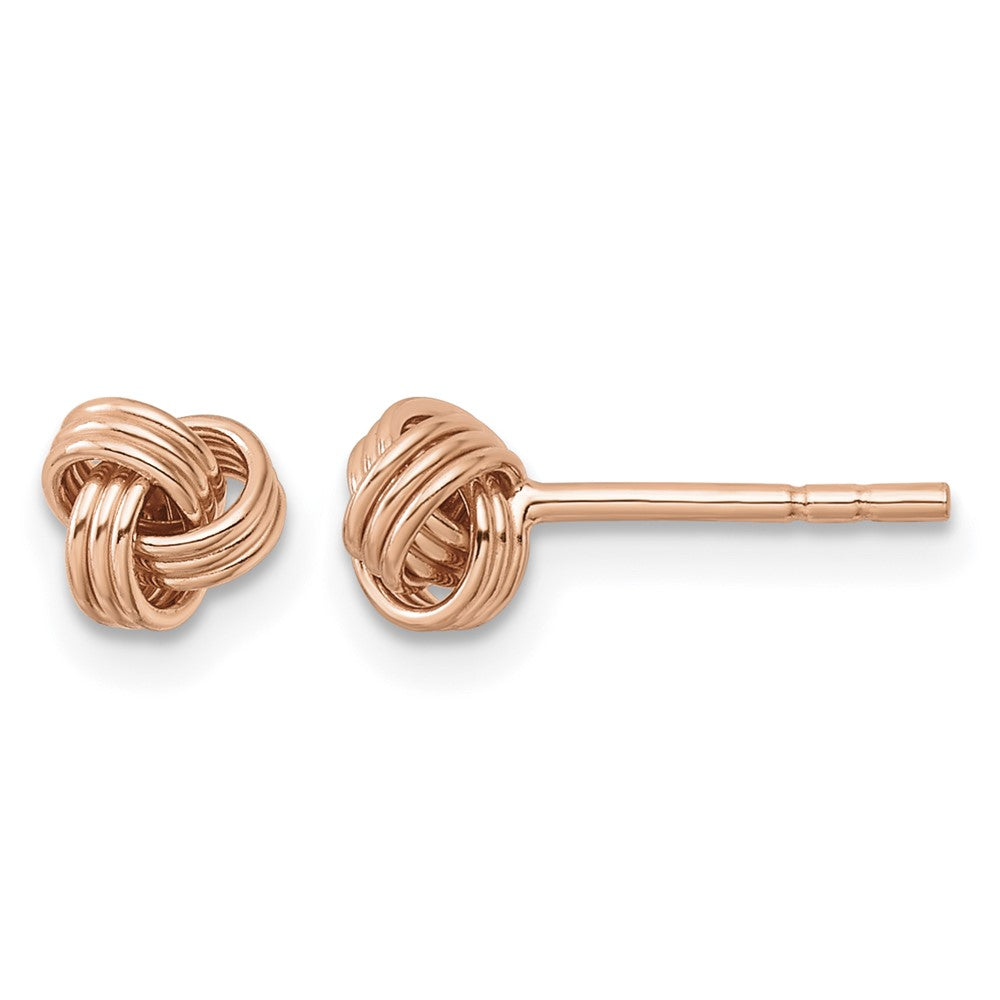 Sterling Silver Rose-tone Polished Love Knot Post Earrings