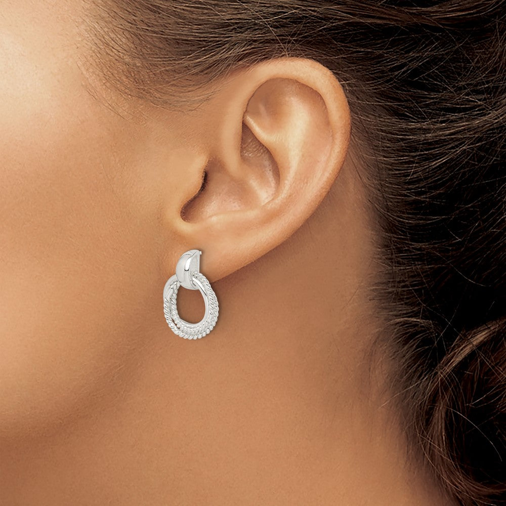 Sterling Silver Twisted Post Dangle Earrings - Product Photo