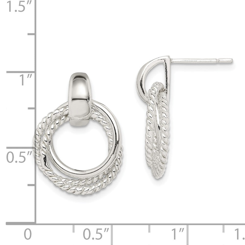 Sterling Silver Twisted Post Dangle Earrings - Product Photo