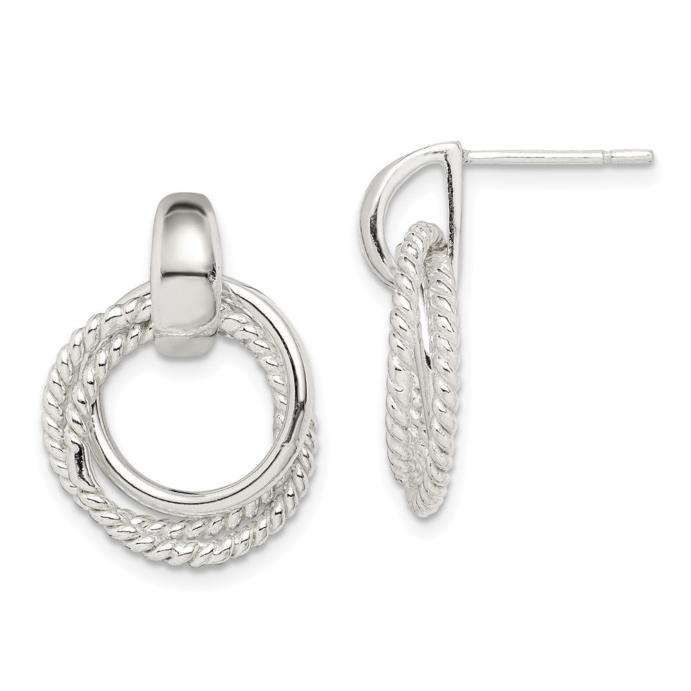 Sterling Silver Twisted Post Dangle Earrings - Product Photo