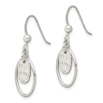 Sterling Silver Polished & Hammered Oval Dangle Earrings - Product Photo
