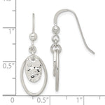 Sterling Silver Polished & Hammered Oval Dangle Earrings - Product Photo