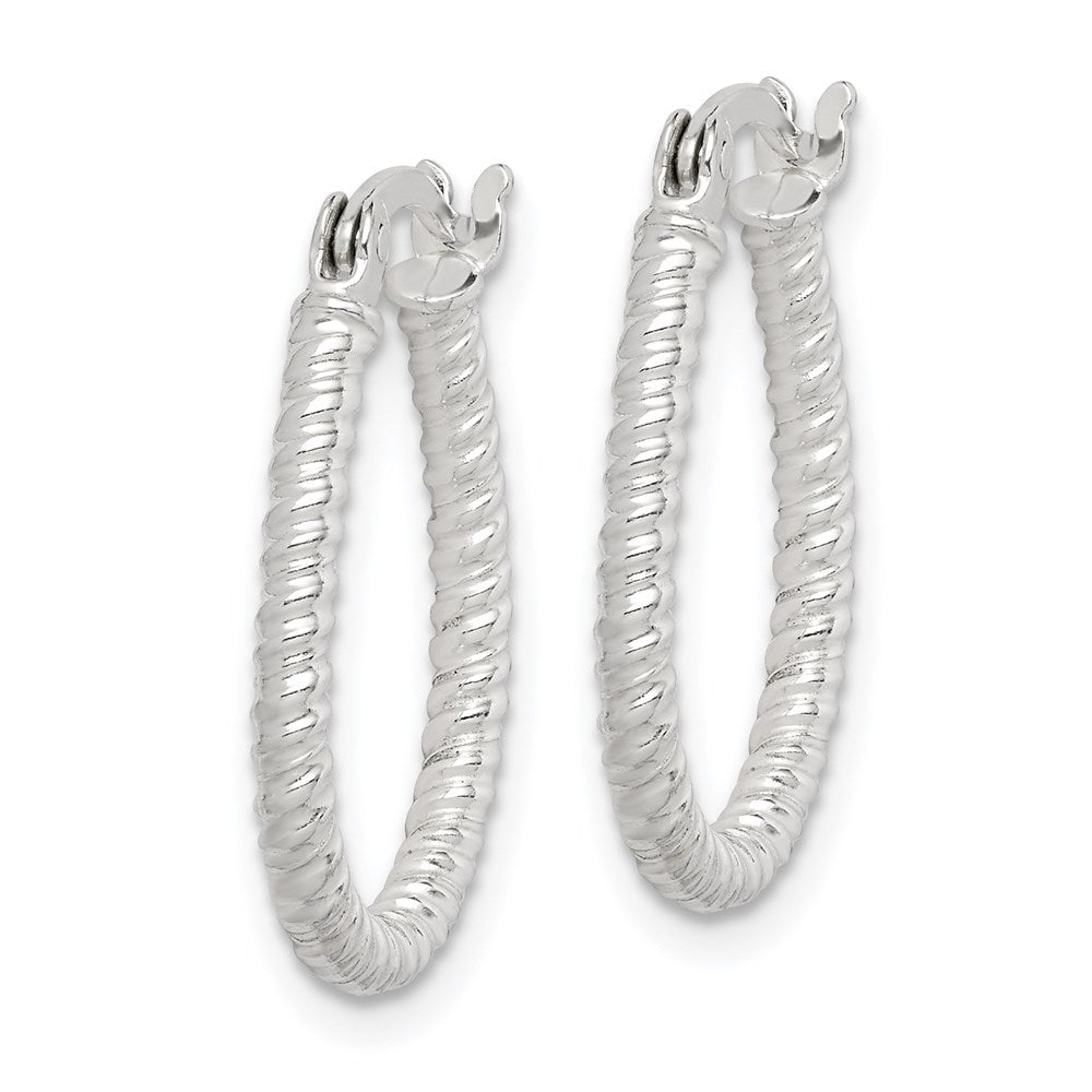 Sterling Silver Twisted 2.5mm Teardrop Hoop Earrings - Product Photo