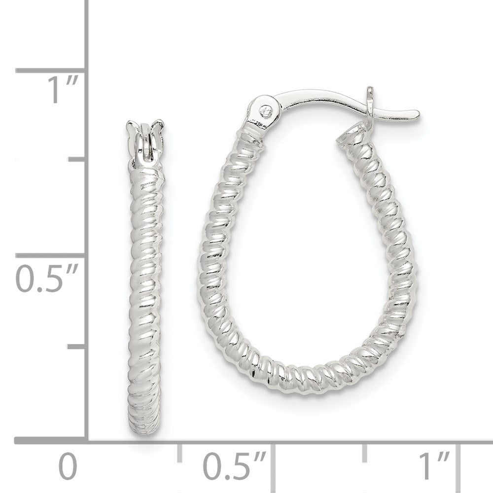Sterling Silver Twisted 2.5mm Teardrop Hoop Earrings - Product Photo