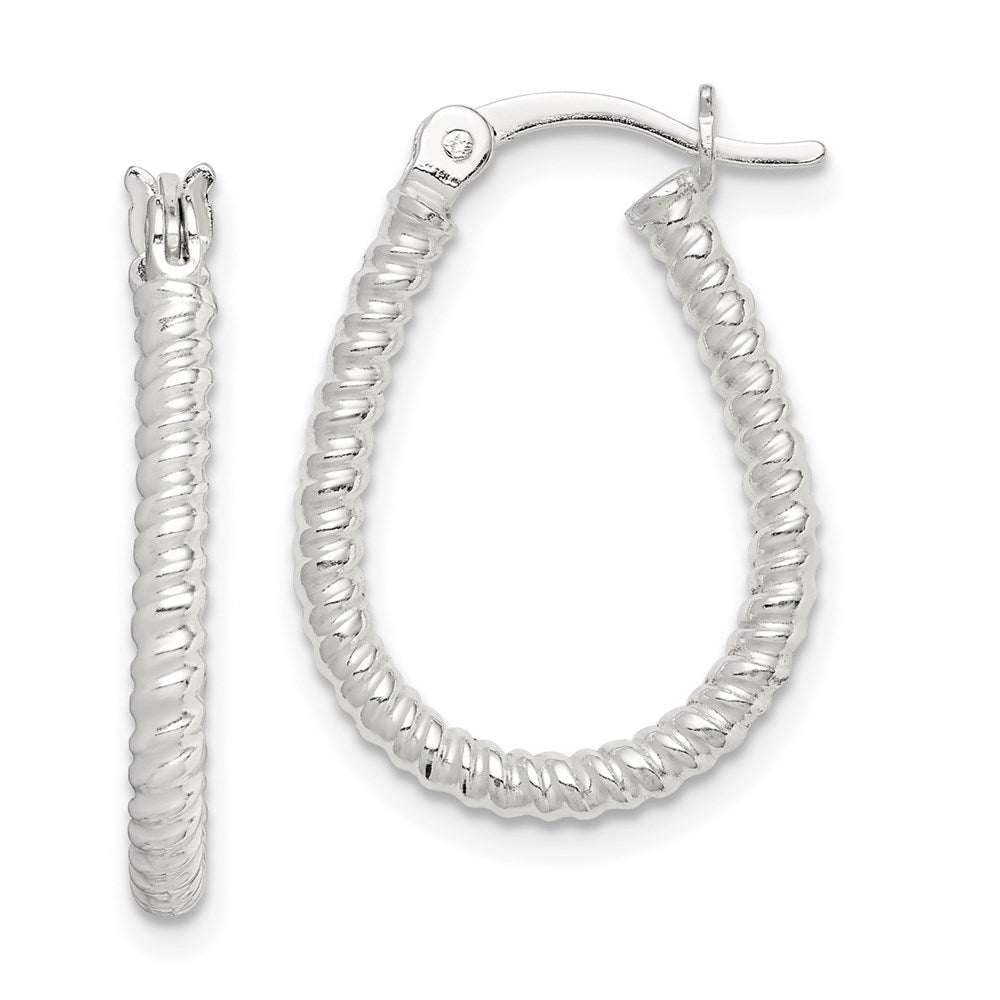 Sterling Silver Twisted 2.5mm Teardrop Hoop Earrings - Product Photo