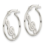 Sterling Silver Polished Music Note Hoop Earrings - Product Photo