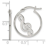 Sterling Silver Polished Music Note Hoop Earrings - Product Photo