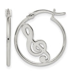 Sterling Silver Polished Music Note Hoop Earrings - Product Photo