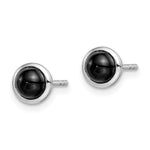 Sterling Silver Rhodium-plated Polished Onyx Round Bezel Stud Earrings - Product Photo