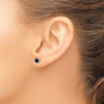 Sterling Silver Rhodium-plated Polished Onyx Round Bezel Stud Earrings - Product Photo