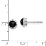 Sterling Silver Rhodium-plated Polished Onyx Round Bezel Stud Earrings - Product Photo