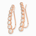 Sterling Silver 14K Rose gold-plated Graduated CZ Ear Climber Earrings - Product Photo