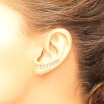 Sterling Silver 14K Rose gold-plated Graduated CZ Ear Climber Earrings - Product Photo
