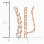 Sterling Silver 14K Rose gold-plated Graduated CZ Ear Climber Earrings - Product Photo