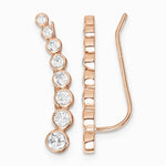 Sterling Silver 14K Rose gold-plated Graduated CZ Ear Climber Earrings - Product Photo