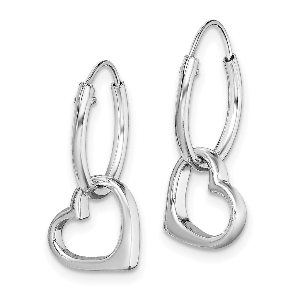 Sterling Silver Rhodium-plated Heart Hoop Earring - Product Photo