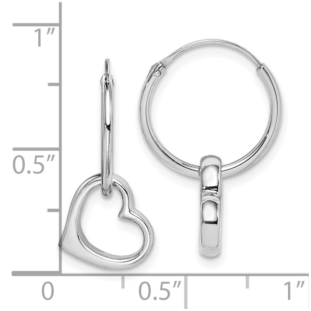 Sterling Silver Rhodium-plated Heart Hoop Earring - Product Photo