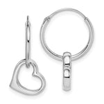 Sterling Silver Rhodium-plated Heart Hoop Earring - Product Photo