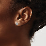 Sterling Silver RH-plated Polished & Textured Diamond Circle Post Earrings - Product Photo
