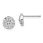 Sterling Silver RH-plated Polished & Textured Diamond Circle Post Earrings - Product Photo