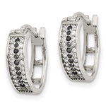 Sterling Silver RH-pltd Polished Black/White CZ 4mm Round Hoop Earrings - Product Photo