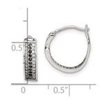 Sterling Silver RH-pltd Polished Black/White CZ 4mm Round Hoop Earrings - Product Photo