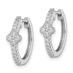 Sterling Silver Rhodium Plated CZ Hinged Hoop Earrings - Product Photo