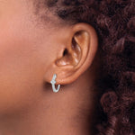 Sterling Silver Rhodium Plated CZ Hinged Hoop Earrings - Product Photo