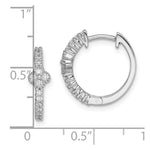 Sterling Silver Rhodium Plated CZ Hinged Hoop Earrings - Product Photo