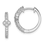 Sterling Silver Rhodium Plated CZ Hinged Hoop Earrings - Product Photo