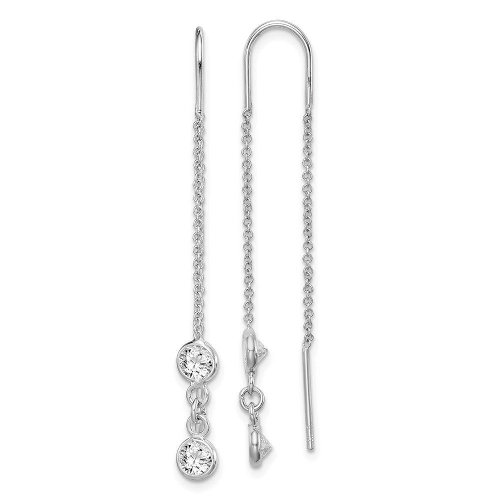 Sterling Silver Rhodium-plated CZ Threader Earrings - Product Photo