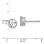 Sterling Silver RH-plated Polished & Textured 6mm Round CZ Stud Earrings - Product Photo