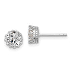 Sterling Silver RH-plated Polished & Textured 6mm Round CZ Stud Earrings - Product Photo