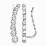 Sterling Silver Rhodium-plated Polished Graduated CZ Ear Climber Earrings - Product Photo