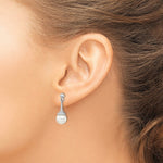 Sterling Silver Rhodium-plated CZ and Imitation Shell Pearl Dangle Earrings - Product Photo
