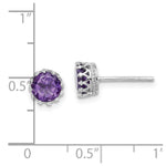 Sterling Silver Rhodium-plated 6mm Polished Amethyst Post Earrings - Product Photo