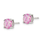 Sterling Silver RH-pltd Pink/White/Blue 7mm Cr. Opal 3 Pair Earring Set - Product Photo