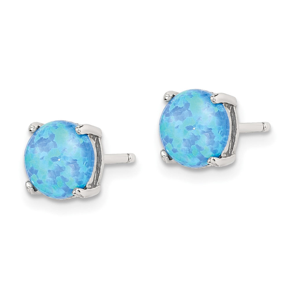 Sterling Silver RH-pltd Pink/White/Blue 7mm Cr. Opal 3 Pair Earring Set - Product Photo