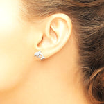 Sterling Silver Rhodium-plated Polished Dolphin and Baby Post Earrings - Product Photo