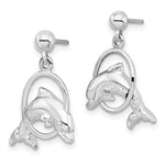 Sterling Silver Rhodium-plated Dolphin in Hoop Dangle Post Earrings - Product Photo